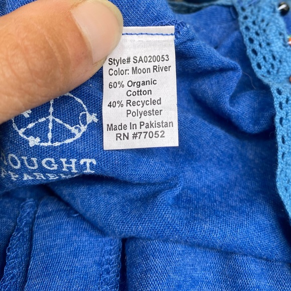 Blue Beaded Button Down Crop Top - Picture 7 of 7